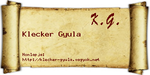 Klecker Gyula névjegykártya